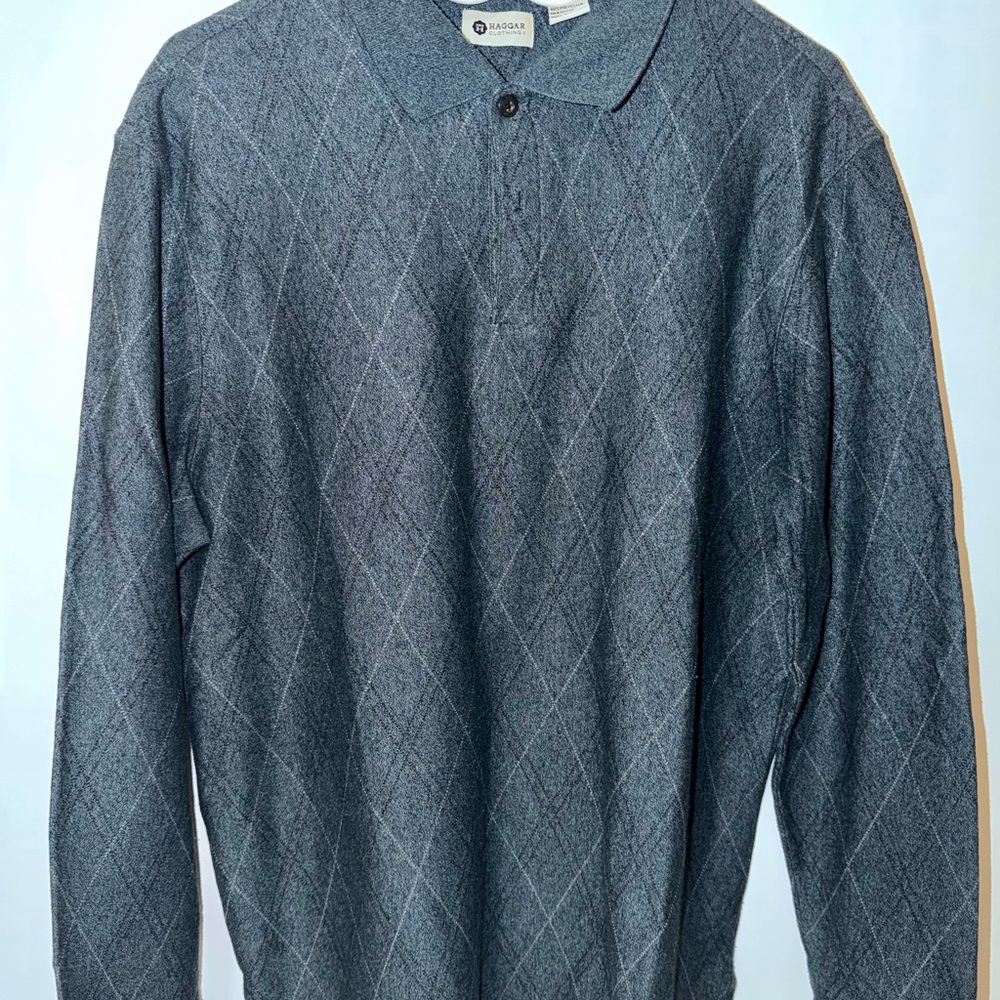 Haggar Green Argyle Polo Shirt